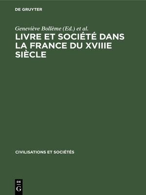 cover image of Livre et société dans la France du XVIIIe siècle